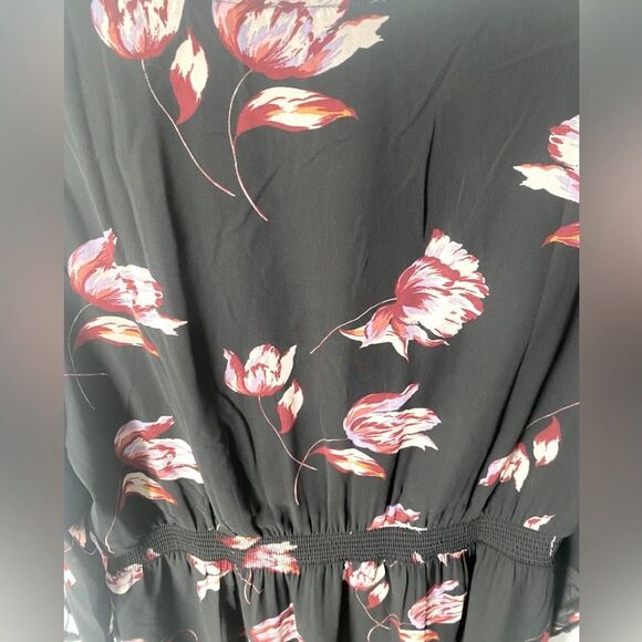 NWT Daniel Rainn Long Sleeve Floral Dress Plus 1X Sheer Overlay Dark Cottagecore - Picture 9 of 10